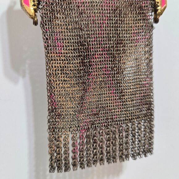 Vintage WHITING & DAVIS Pink Enameled Colorful Mesh Flapper Purse Tiny ~ READ - Picture 5 of 10